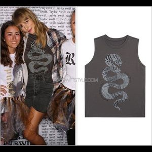 TAYLORSWIFT Reputation Stadium Tour Tank Top Dark Gray Snake Swiftie 2018 XL NWT